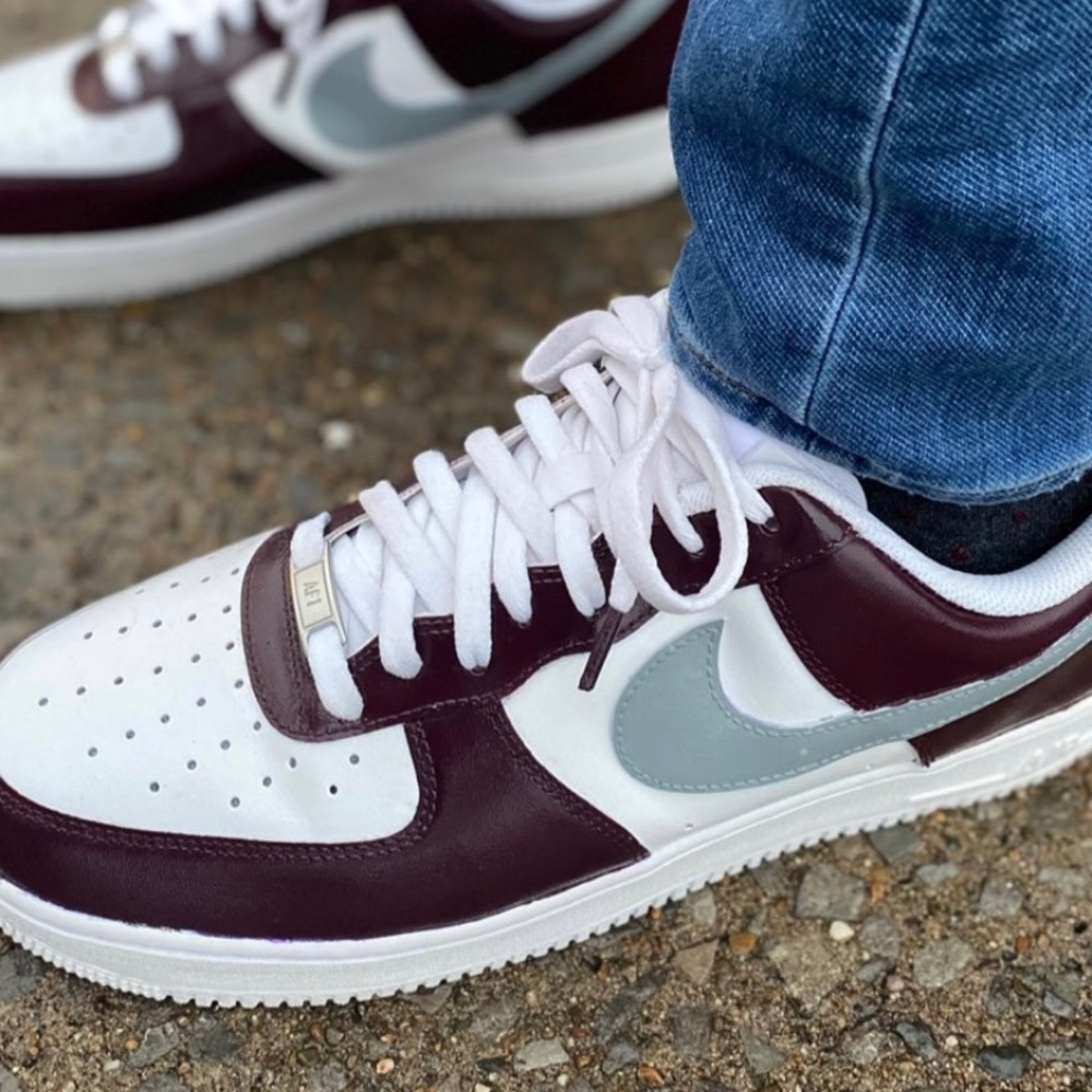 Custom Nike AF1 Maroon and Grey